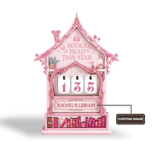 Personalized Book Tracker Sign, Pastel Fairytale Cottage, Whimsical Decor