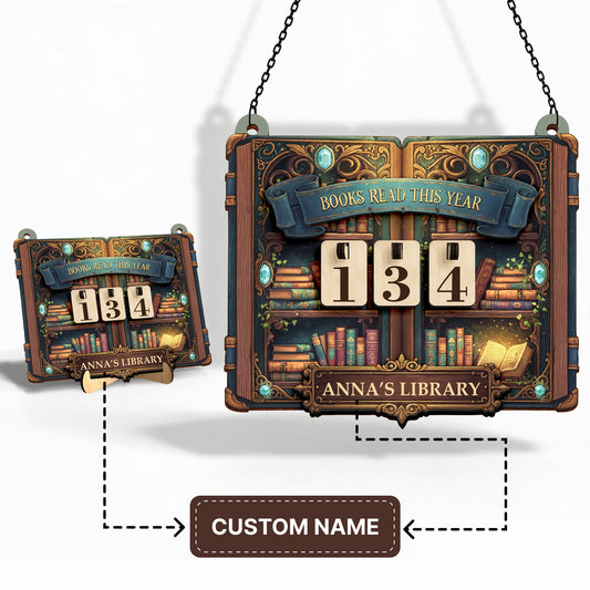 Personalized Book Tracker Sign, Magic Open Book Art, Reader Gift
