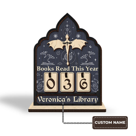 Personalized Books Tracker Sign, Celestial Flying Dragon, Custom Gift