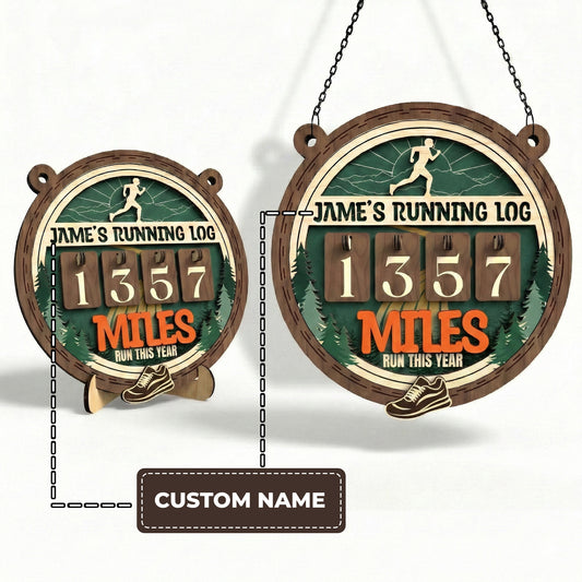 Personalized Round Running Tracker, Custom Name & Gender Silhouette