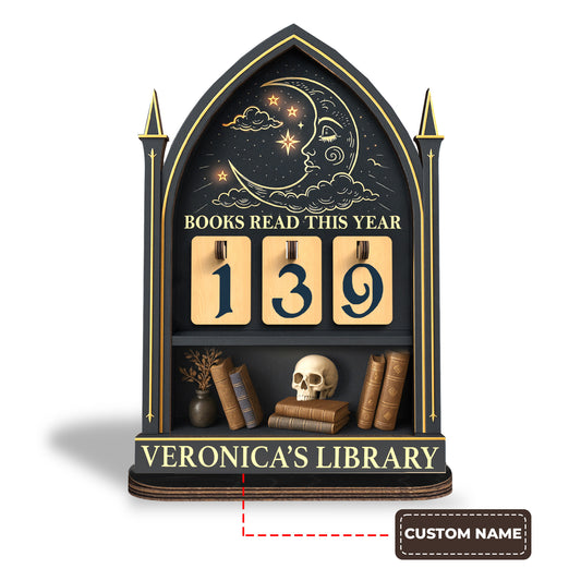 Personalized Books Tracker Sign, Ancient Spellbook Design, Custome Gift