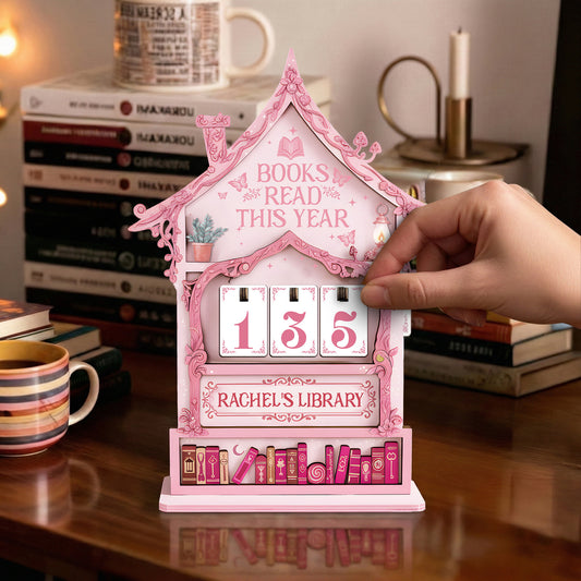 Personalized Book Tracker Sign, Pastel Fairytale Cottage, Whimsical Decor