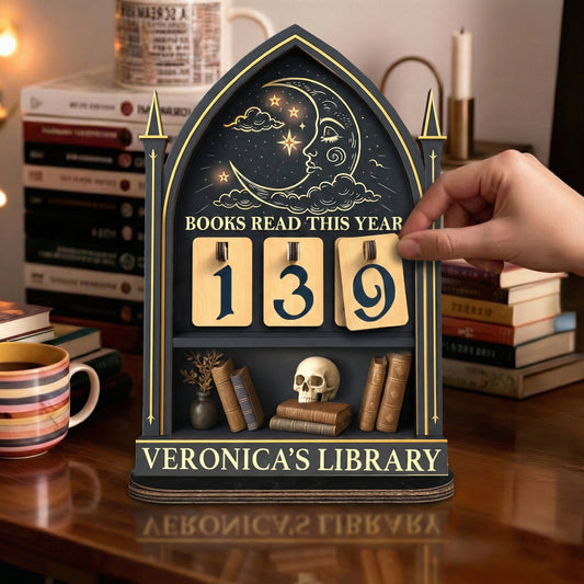 Personalized Books Tracker Sign, Ancient Spellbook Design, Custome Gift