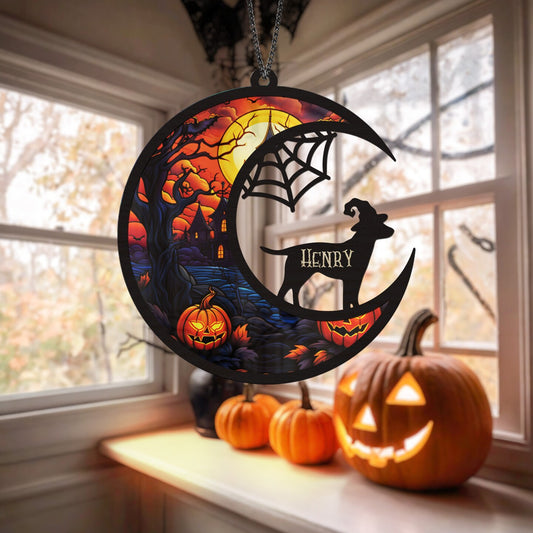 Dog Memorial Suncatcher, Spooky Dog Halloween Fall Window Decor, Hallowen Dog Gift, Cat Lovers Gift, Dog Ornament Dog Remembrance Gifts