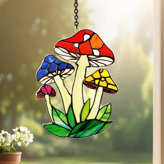 Mushroom Suncatcher,Acrylic Mushroom Window Hanging,Mushroom Decor Art,Fly Mushroom Wall Art,Home Decor,Plant Acrylic,Flat 2D Suncatcher
