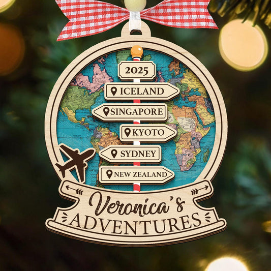 Custom Travel Adventure Ornament,Traveling Destination Christmas Ornament,Travel Gift,Christmas Gift,New Adventure,Couple Adventure Awaits