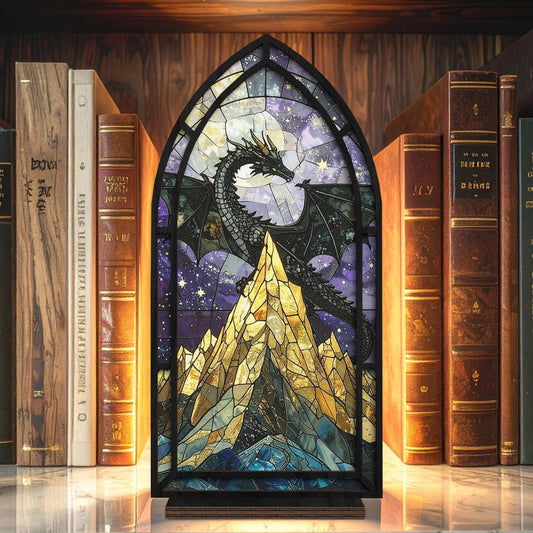 Fantasy Book Nook With Candle, Dragon Library Sign, Outstanding Dragon Booknook, Fantasy Book Lover & Reader Gift, Cozy Glow Book Nook