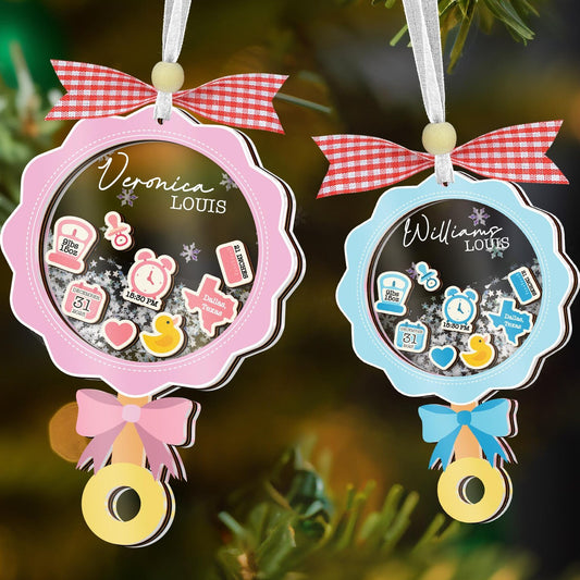 Personalized Baby's First Christmas Shaker Ornament, Custom Baby Shaker Rattle Ornament, Baby 1st Christmas Ornament, Custom Newborn Gifts