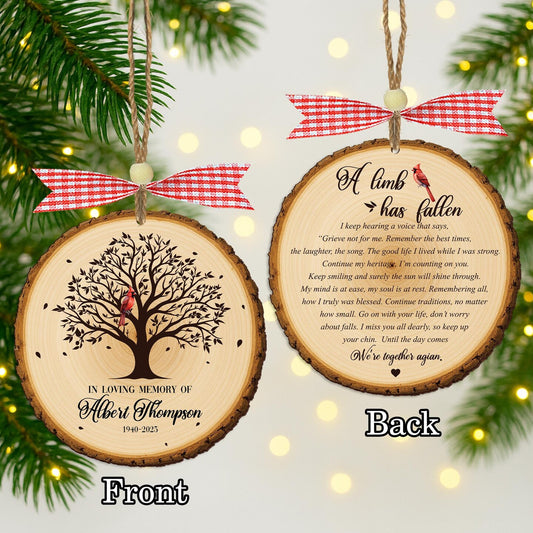 Personalized Memorial Wooden Ornament,A Limb Has Fallen Family Tree Ornaments,Loss Of Dad Ornament,Memorial Day,Family Gift,Father in Heaven