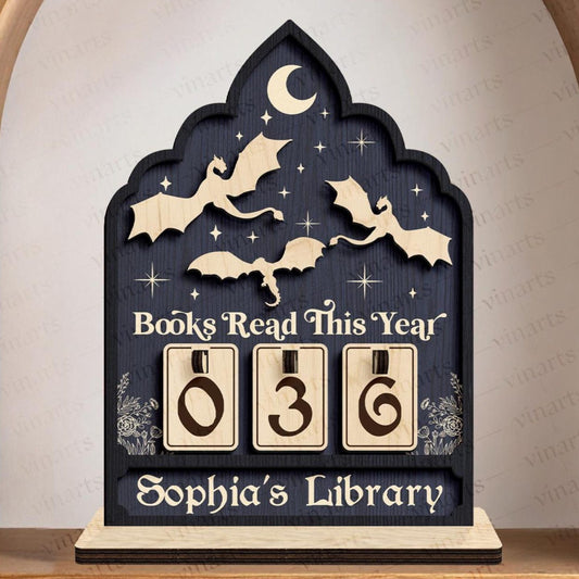 Personalized Book Read This Years,Night Court Books Tracker,Book Read Tracker, Bookish Decor Gift, Book Lovers Gift,Custom Bookshelf Counter