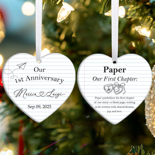 Custom Paper Traditional 1st Wedding Anniversary Ornament,Gift for Husband Wife,Romantic Passage,One Year Anniversary Couple Christmas Gift