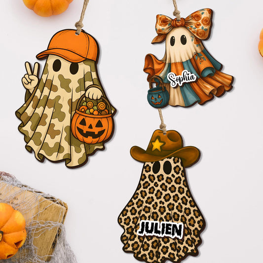 Custom Halloween Trick or Treat Bag Name Tag, Boo Basket Name Tag for Kids, Cute Ghost Name Tag, Halloween Ornament, Halloween Party Gifts