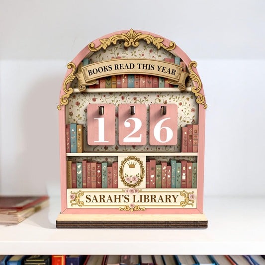 Vintage Book Read Tracker, Personalized Book Lover Gift, Reading Tracker,Library Decor, Books Read This Year Counter, Reading Lover Gift HF806