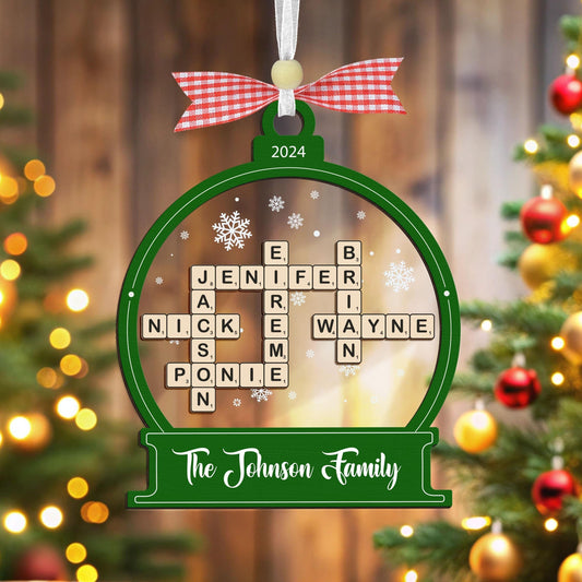 Family Crossword Christmas Ornament, Scrabble Personalized Christmas Ornaments, Family Names Puzzle, Family Ornament 2024, Christmas Gift