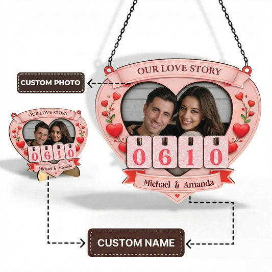 Personalized Photo & Name Love Tracker Sign, Custom Picture Days Counter
