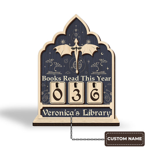 Personalized Books Tracker Sign, Celestial Flying Dragon, Custom Gift