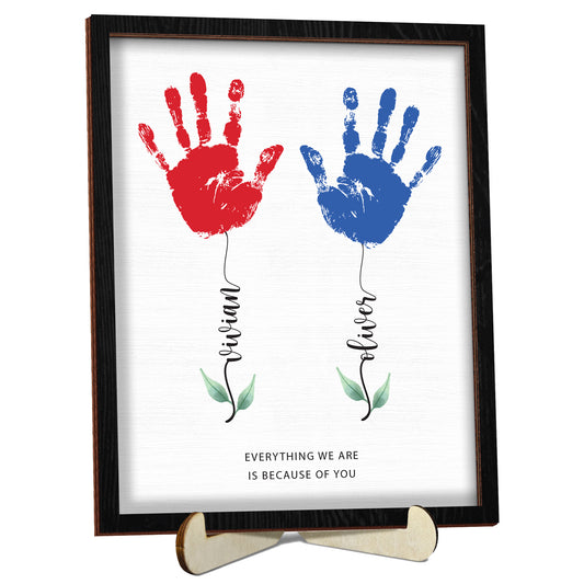Personalized DIY Handprint Flower Wooden Sign Kit with Custom Names & Quote