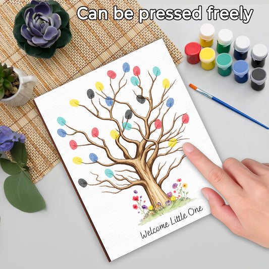 DIY Fingerprint Tree Wooden Sign Kit – Baby Shower Guest Book & Nursery Art Keepsake