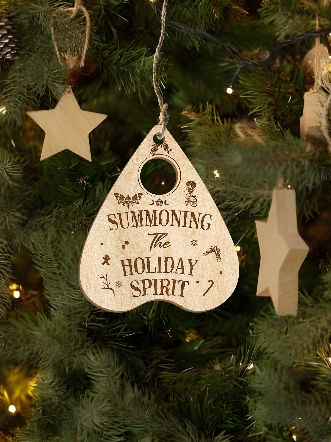 Summoning the Holiday Spirits Planchette Wood Ornament Spooky Christmas Ornament Steampunk Gothic Witchy Ornament Decoration Christmas Tree 2023 |OG-62