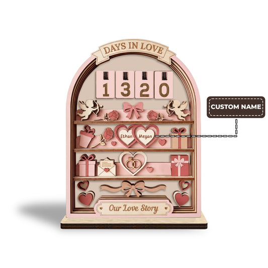 Personalized Days In Love Tracker, "Our Love Story" Arch, Couple Gift