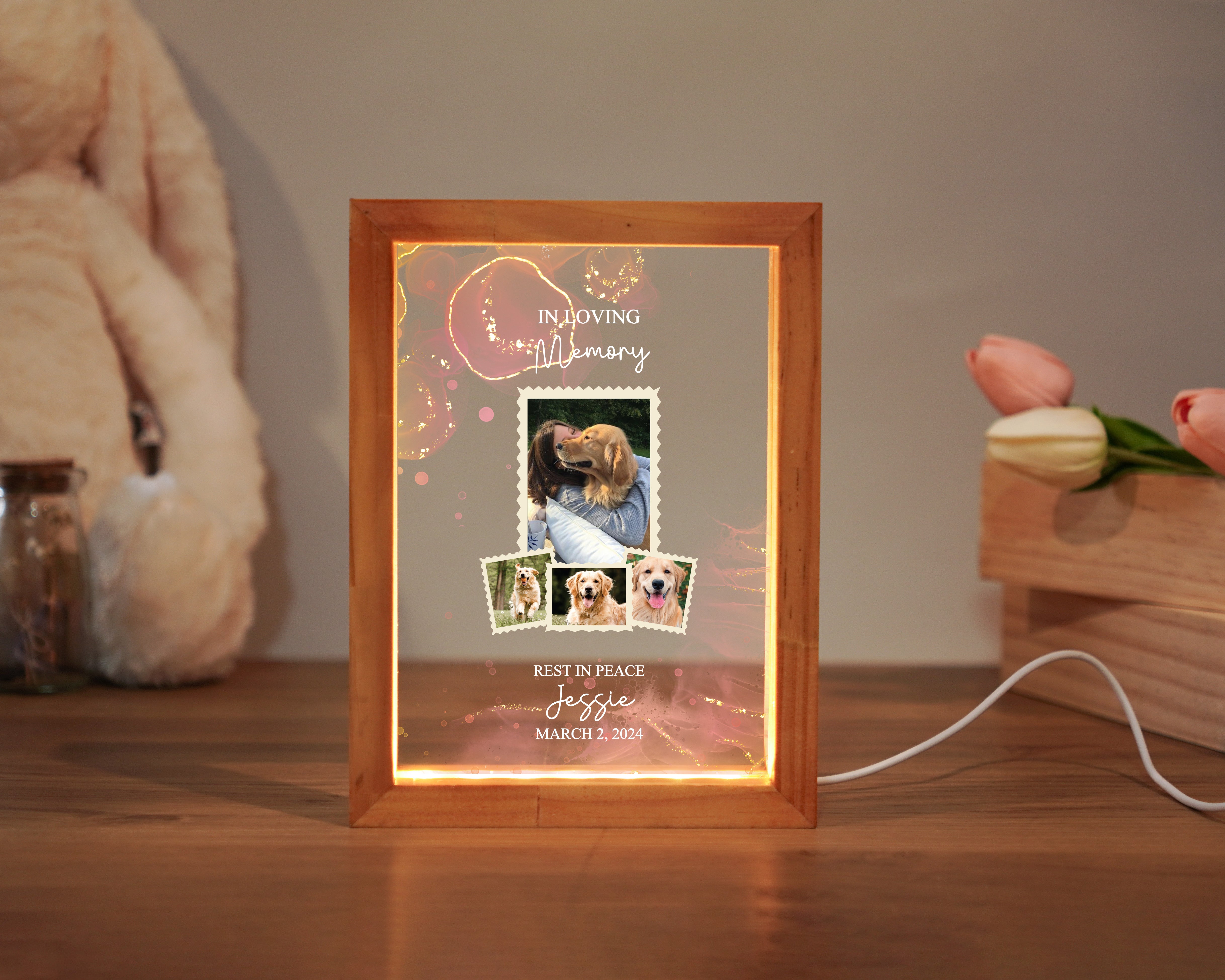 Personalized Pet Memorial Night Light, Loss Of Pet, Pet Memorial Light