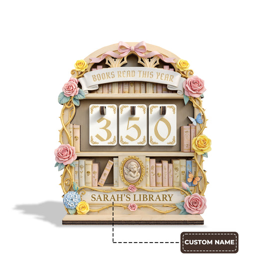 Personalized Book Tracker Sign, Coquette Pink Bow, Floral Library Decor