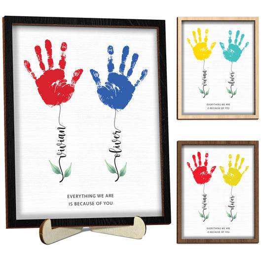 Personalized DIY Handprint Flower Wooden Sign Kit with Custom Names & Quote