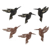 SET OF 6 BLACK AND BROWN HUMMINGBIRD WOOD WALL DECOR