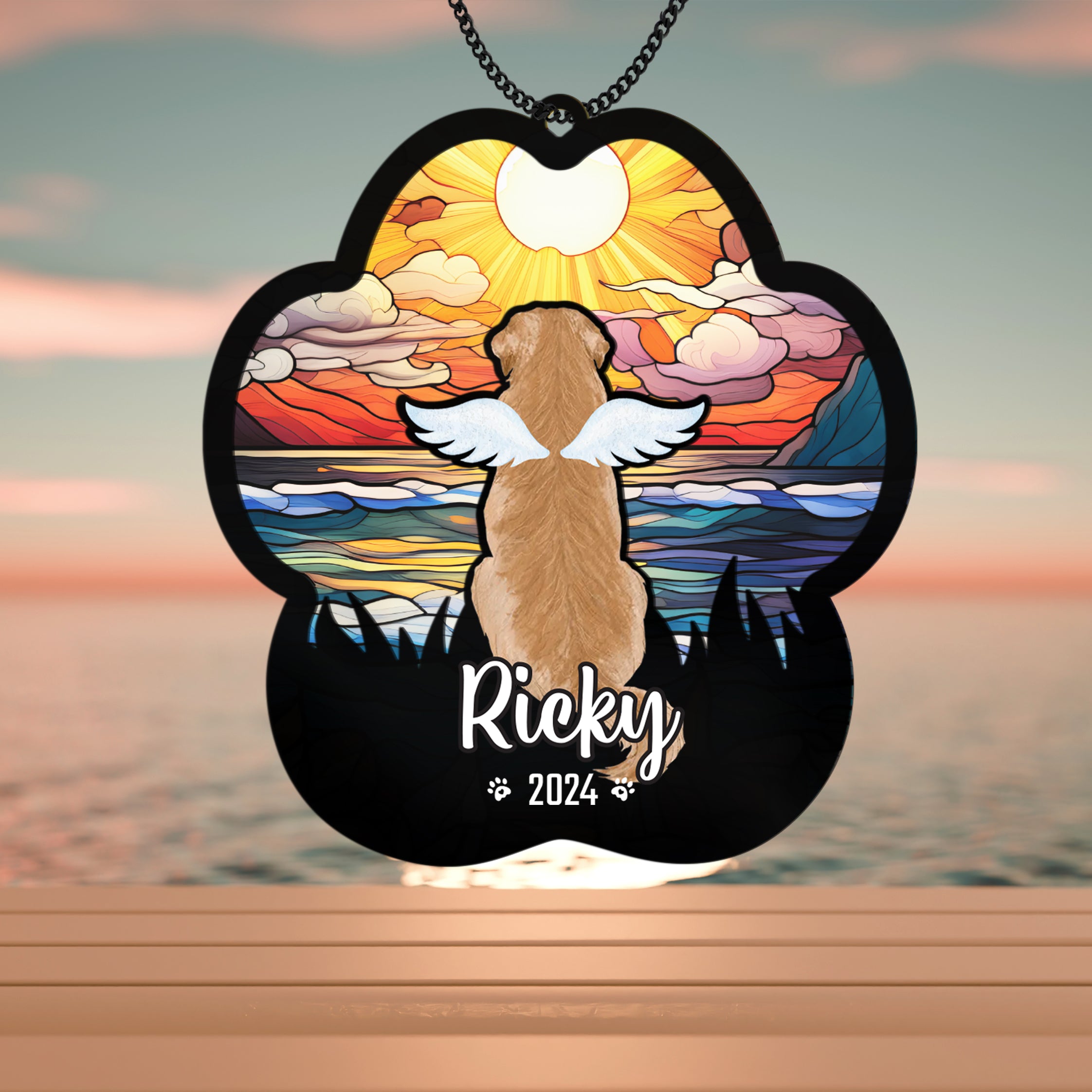 Personalized Dog Memorial Suncatcher Custom Name And Dog Breeds, Sun catcher Sympathy gift