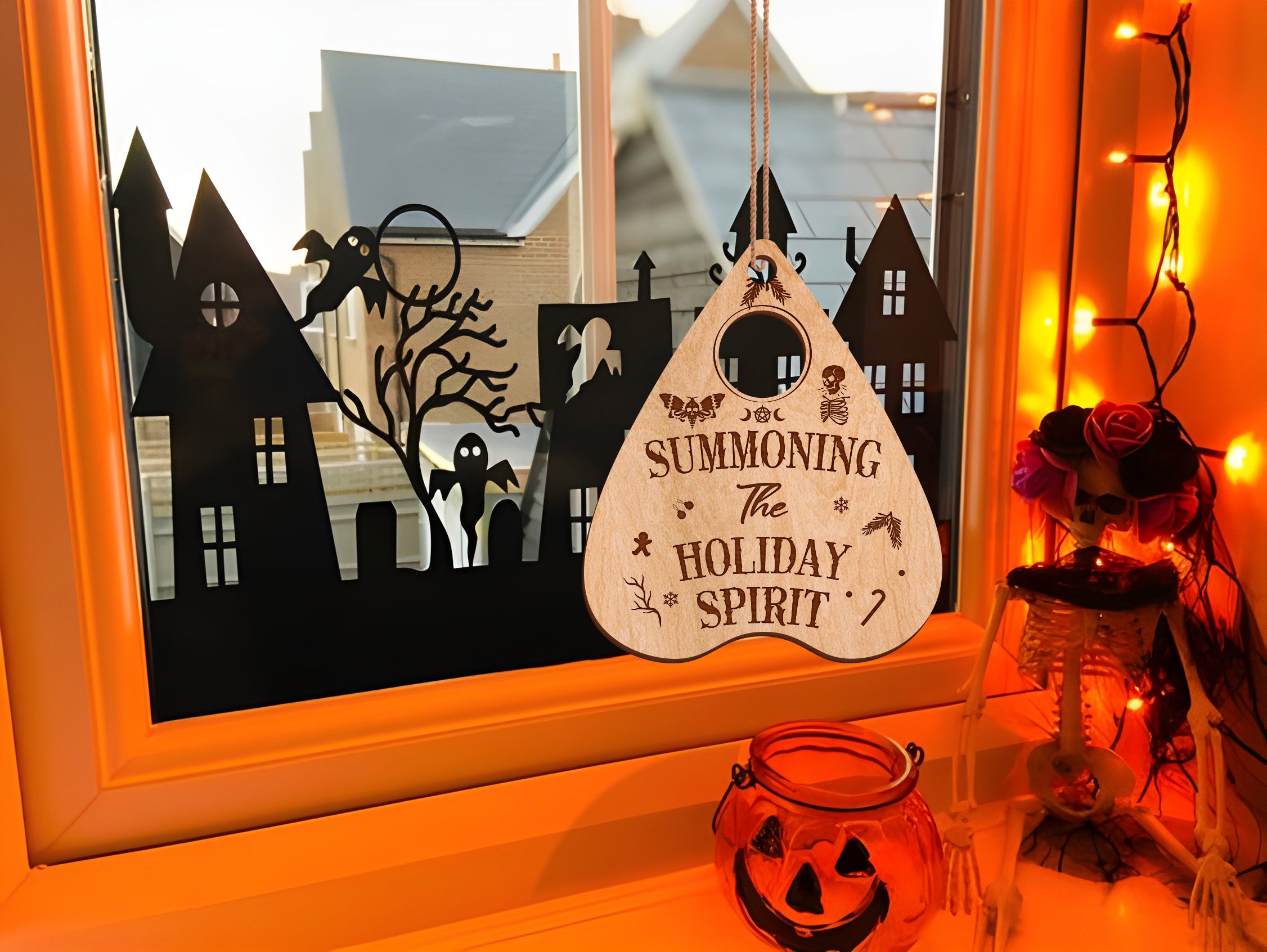 Summoning the Holiday Spirits Planchette Wood Ornament Spooky Christmas Ornament Steampunk Gothic Witchy Ornament Decoration Christmas Tree 2023 |OG-62