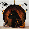 Stained Acrylic Black Cat Suncatcher Halloween Gothic Decor, Home Decoration Panel Window Wall Hanging Ornament for Home, Office, Kitchen, Living Room