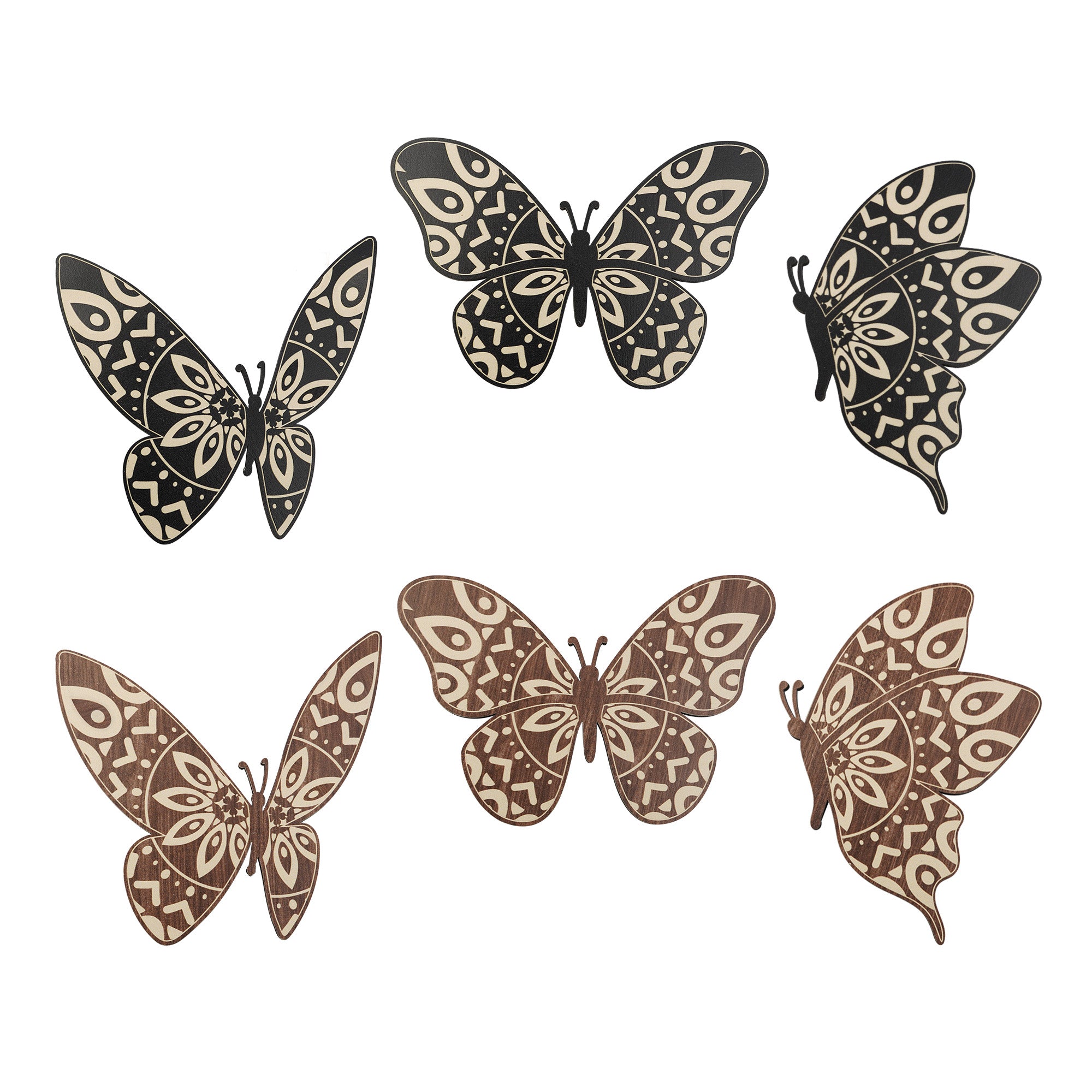 SET OF 3 BLACK BUTTERFLY WOOD WALL DECOR