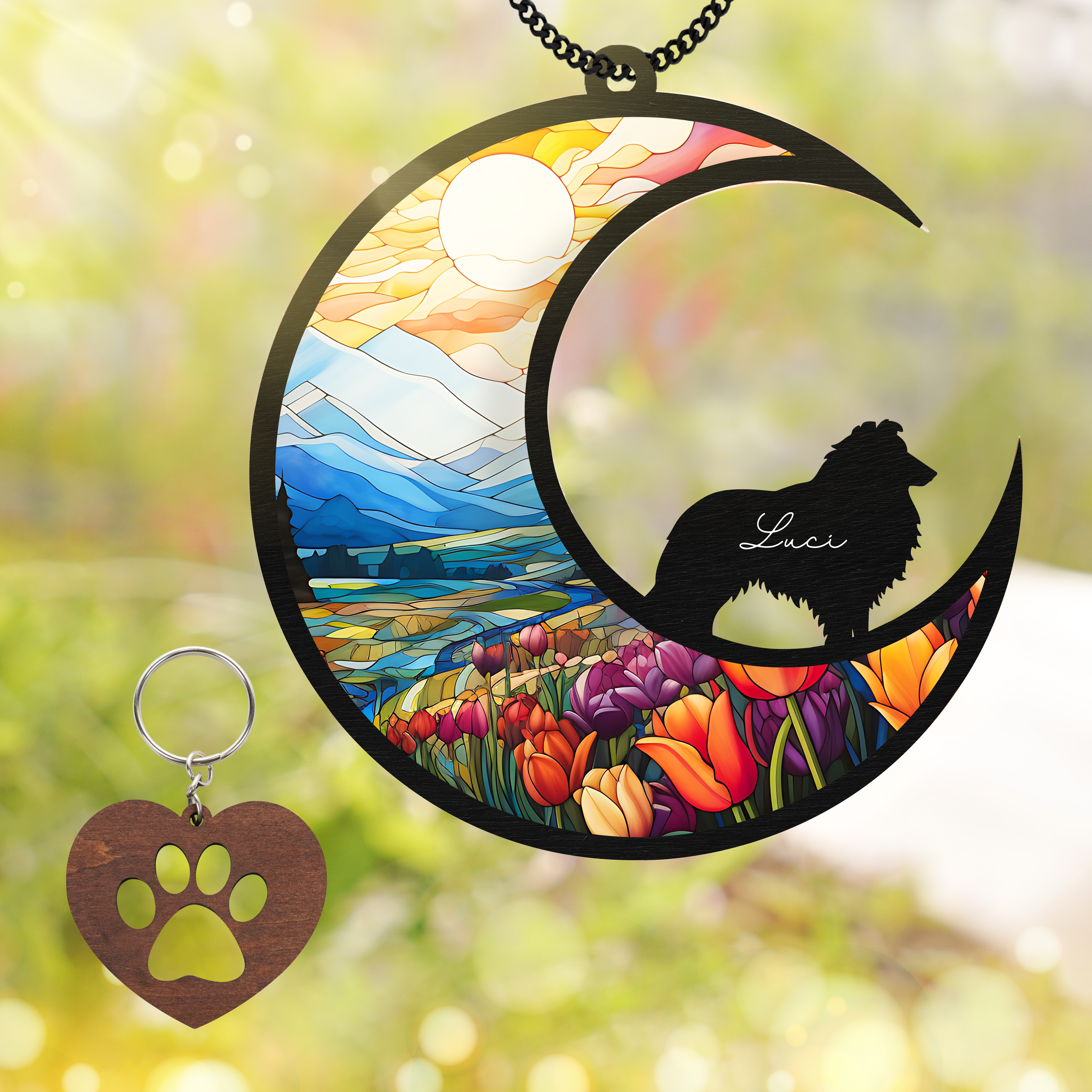 Shetland Sheepdogs Memorial Suncatcher Window Hanging Remembrance Gift