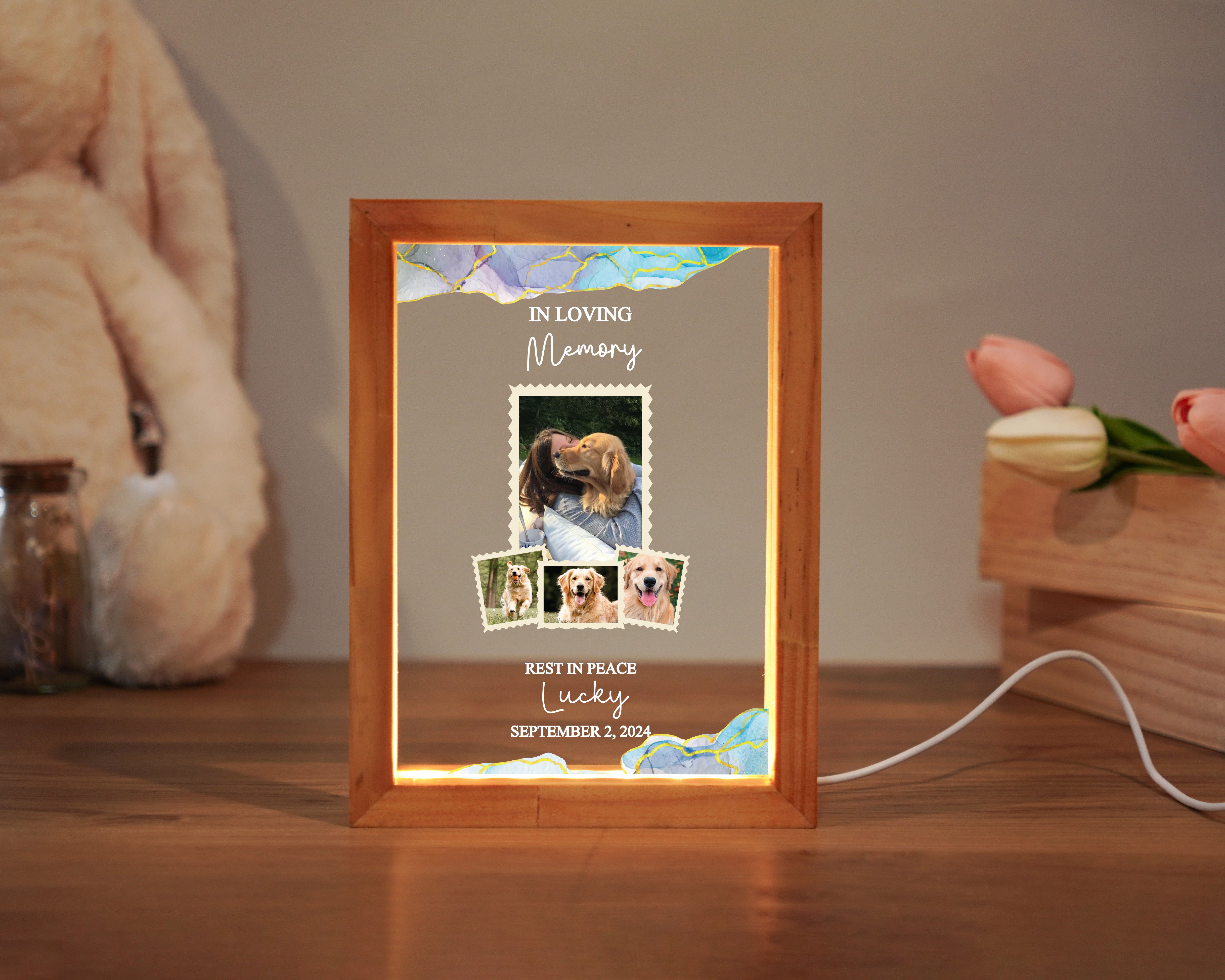 Personalized Pet Memorial Night Light, Loss Of Pet, Pet Memorial Light