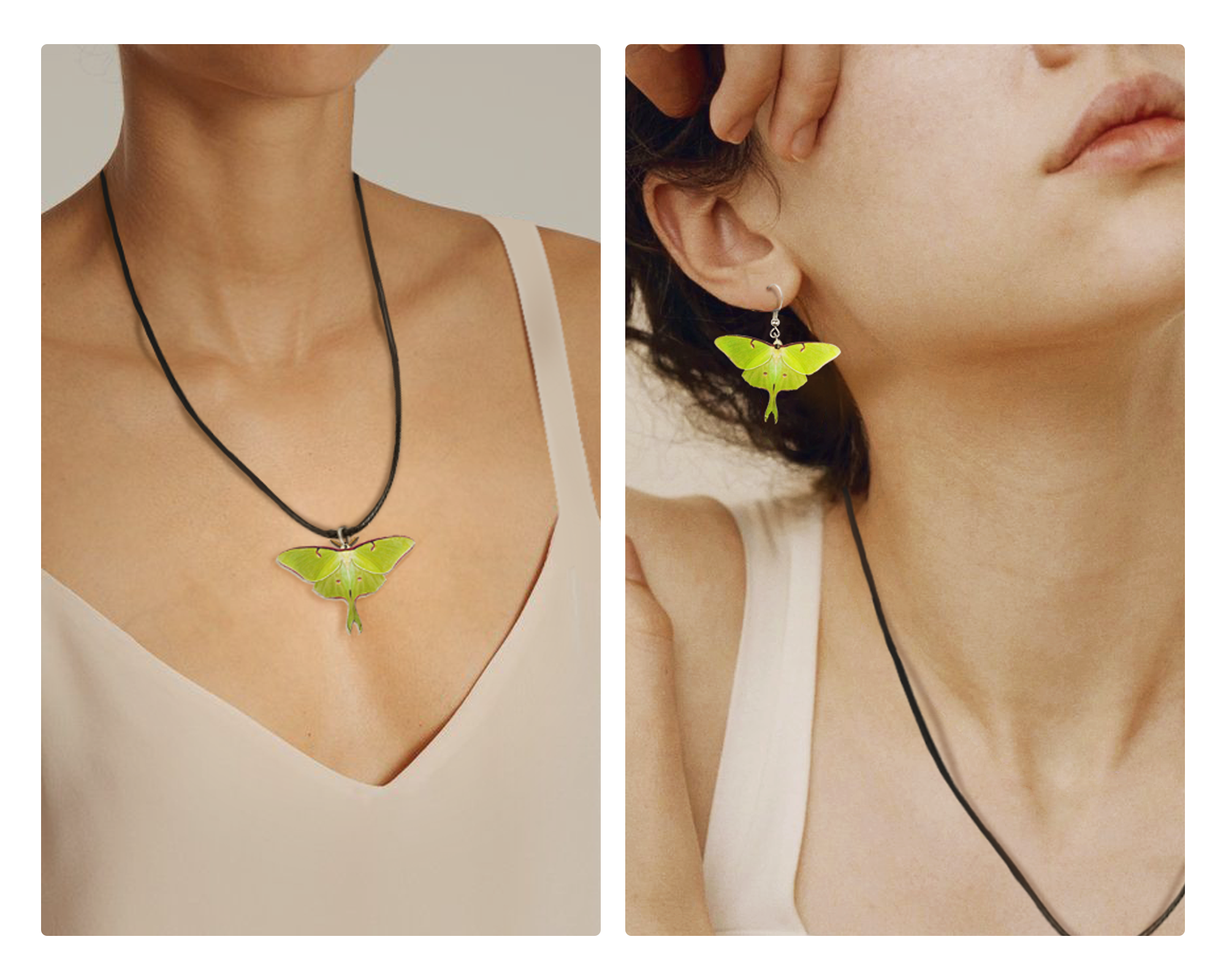 Wooden Butterfly Jewelry Set Luna Moth Insect Pedants Earrings