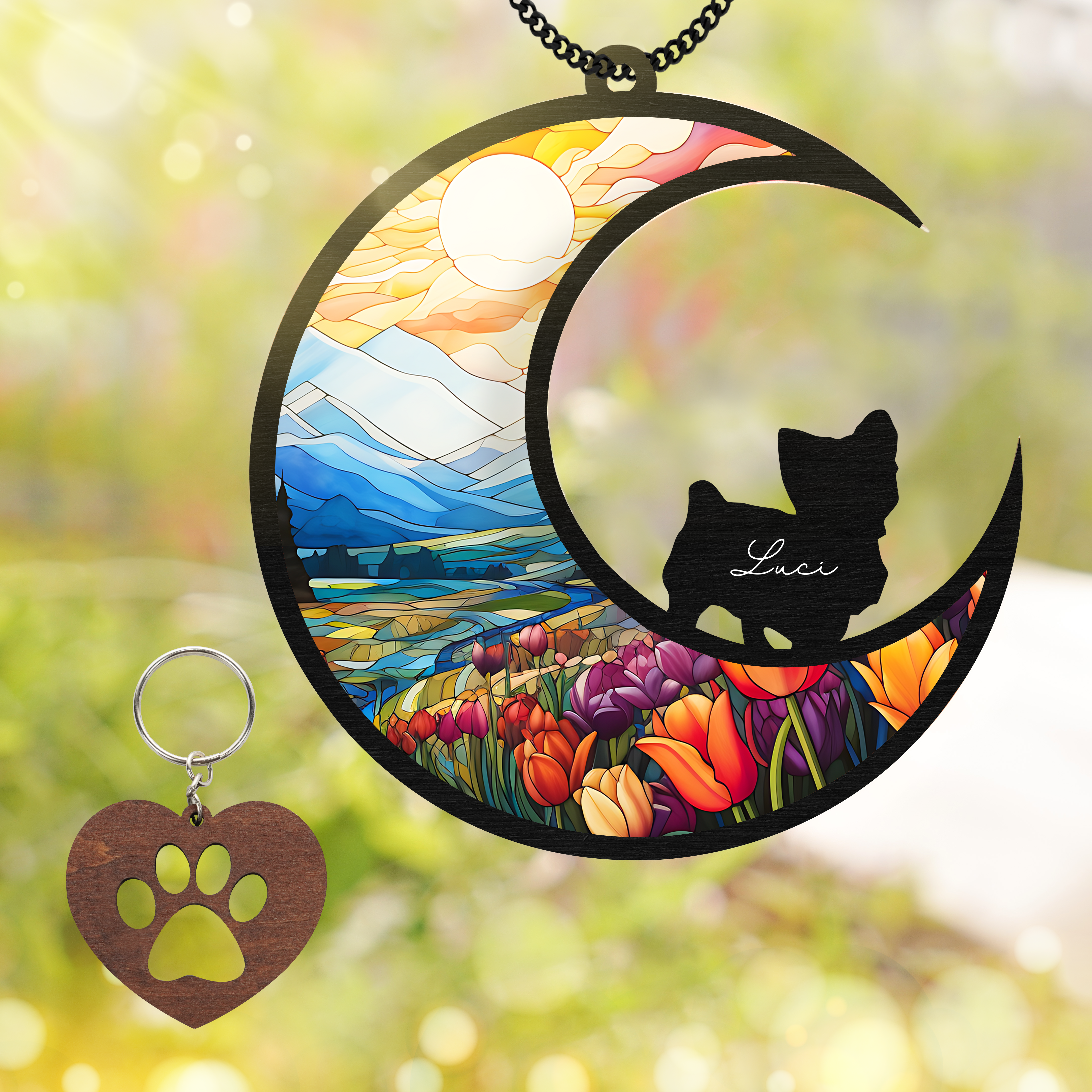 Yorkshire Terriers Dog Memorial Suncatcher Window Hanging Remberance Gift