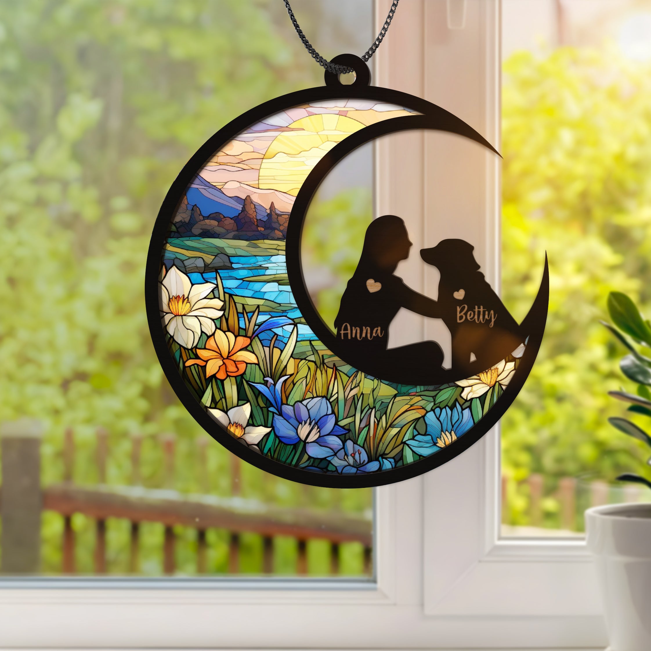 DNPETS Personalized Dog Memorial Suncatcher Sympathy Gift for Dog Lover Women