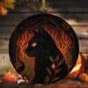 Stained Acrylic Black Cat Suncatcher Halloween Gothic Decor, Home Decoration Panel Window Wall Hanging Ornament for Home, Office, Kitchen, Living Room