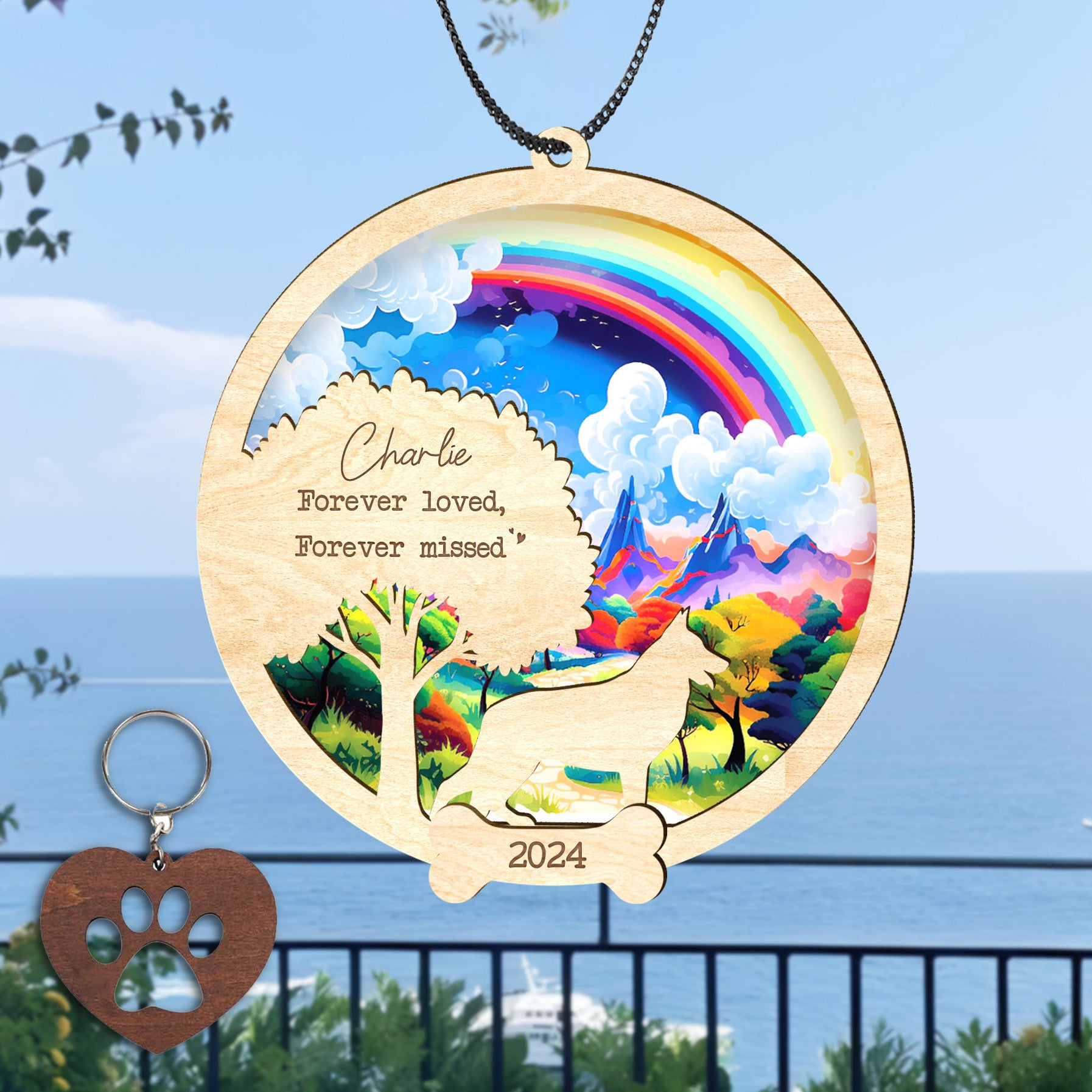 DNPETS Personalized Pet Memorial Suncatcher Pet Breeds Ornament