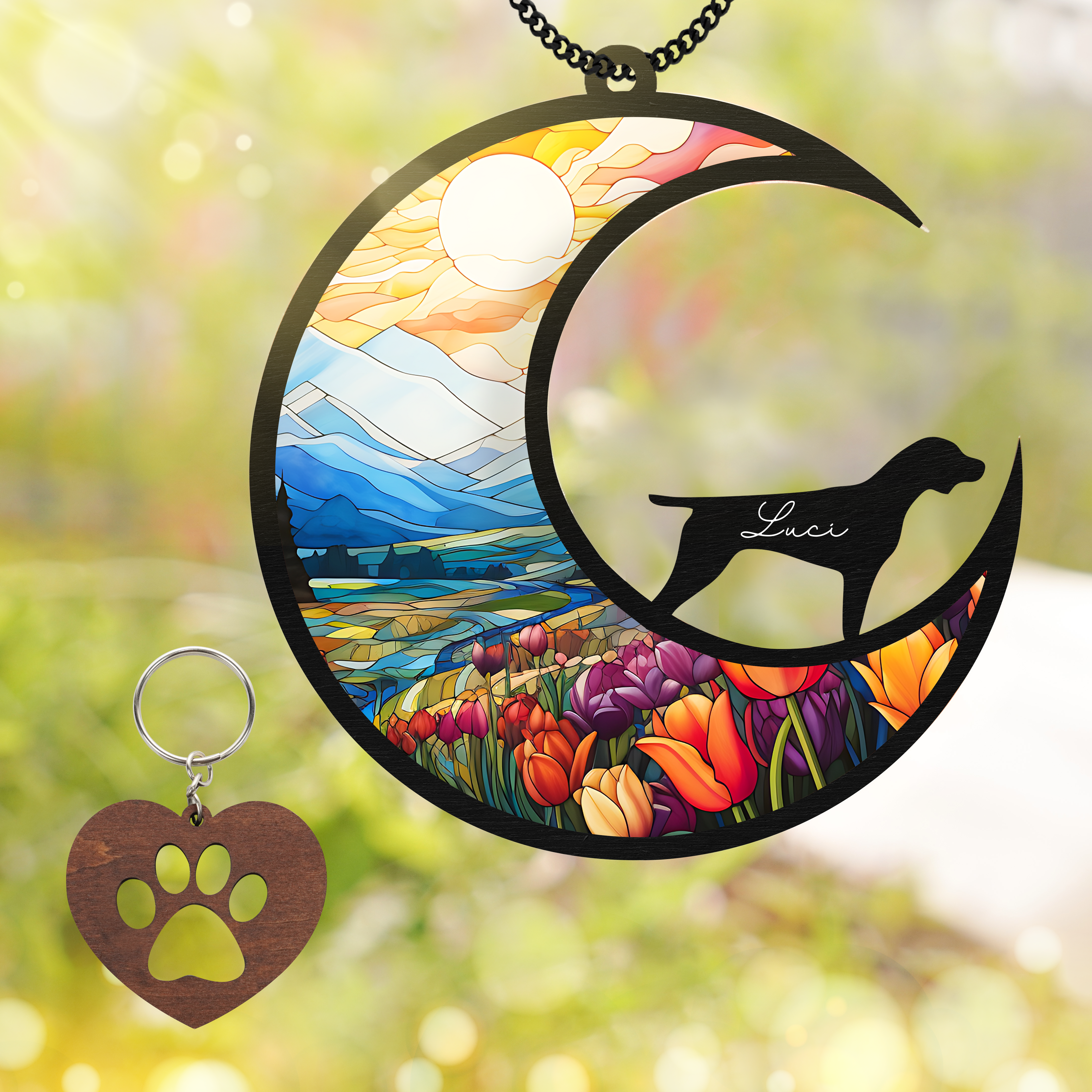 Pointer Dog Memorial Suncatcher Window Hanging Remembrance Gift