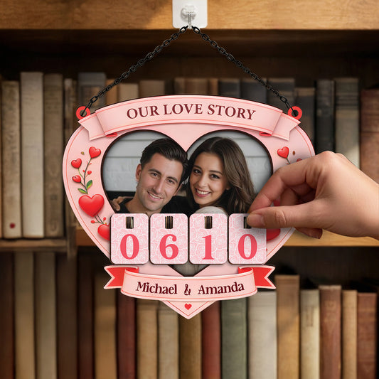 Personalized Photo & Name Love Tracker Sign, Custom Picture Days Counter