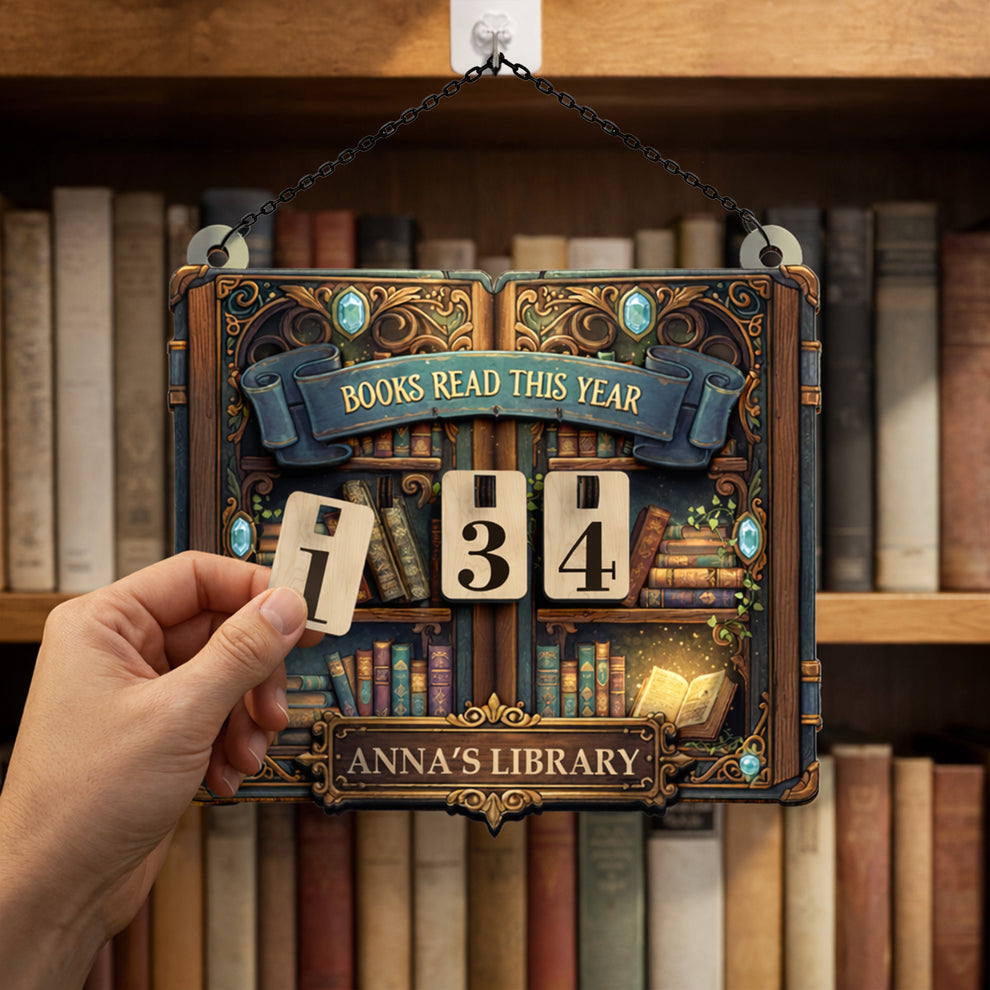 Personalized Book Tracker Sign, Magic Open Book Art, Reader Gift ...