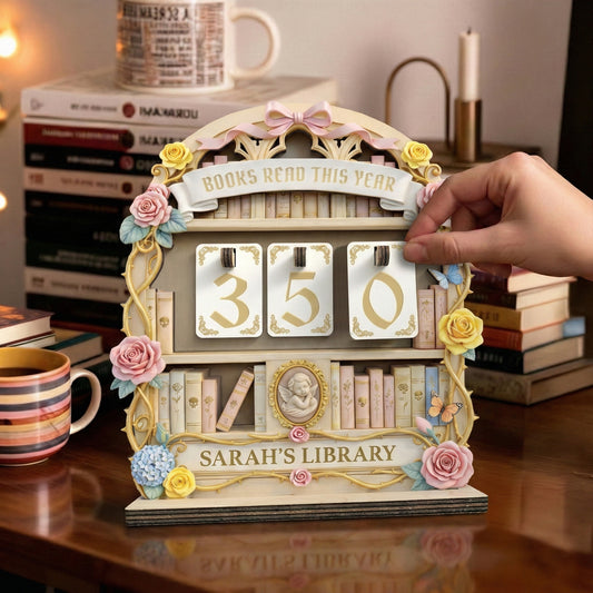 Personalized Book Tracker Sign, Coquette Pink Bow, Floral Library Decor