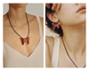 Woman Wooden Butterfly Jewelry Set Insect Necklace Earrings