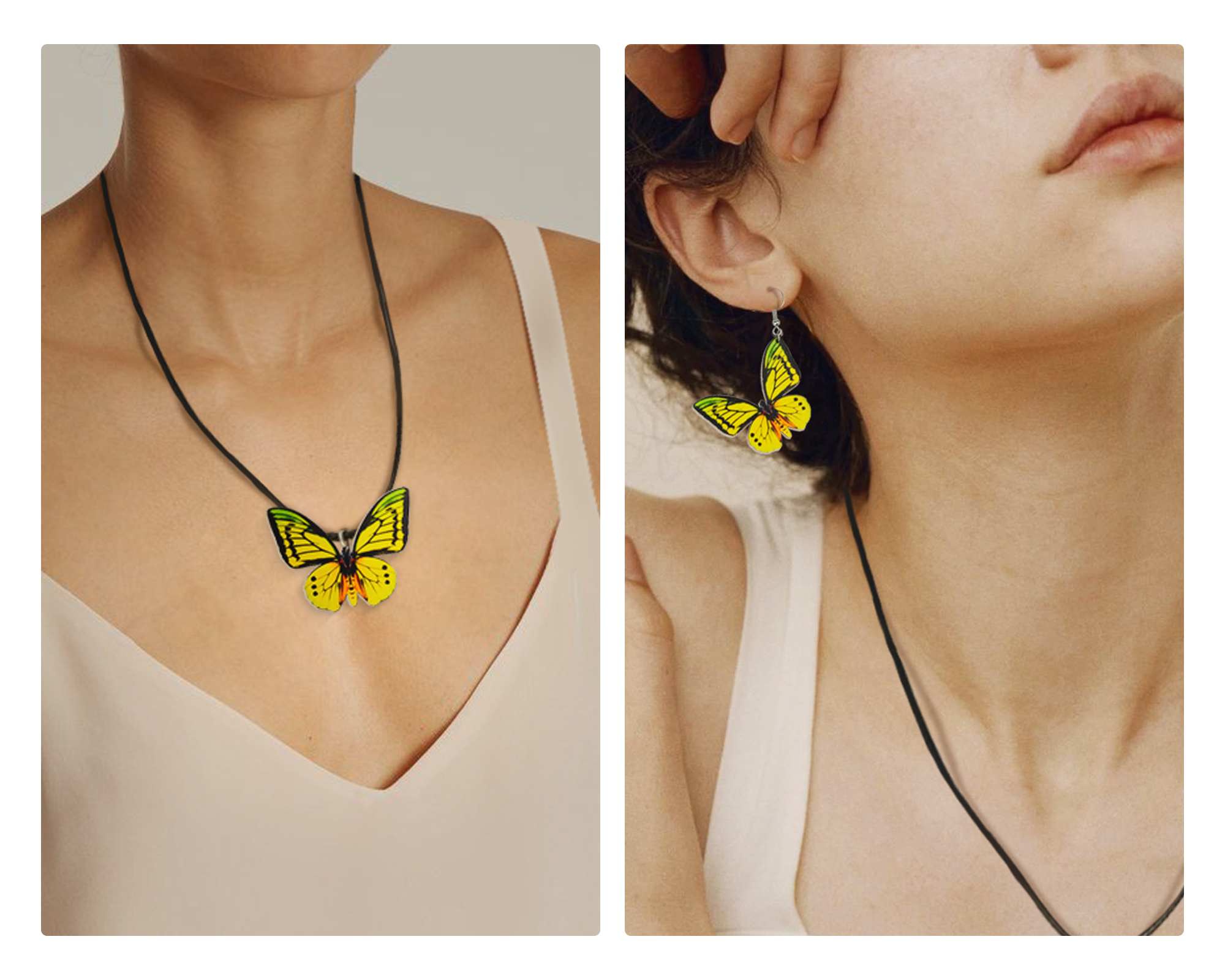 Wooden Butterfly Jewelry Set Luna Moth Insect Pedants Earrings
