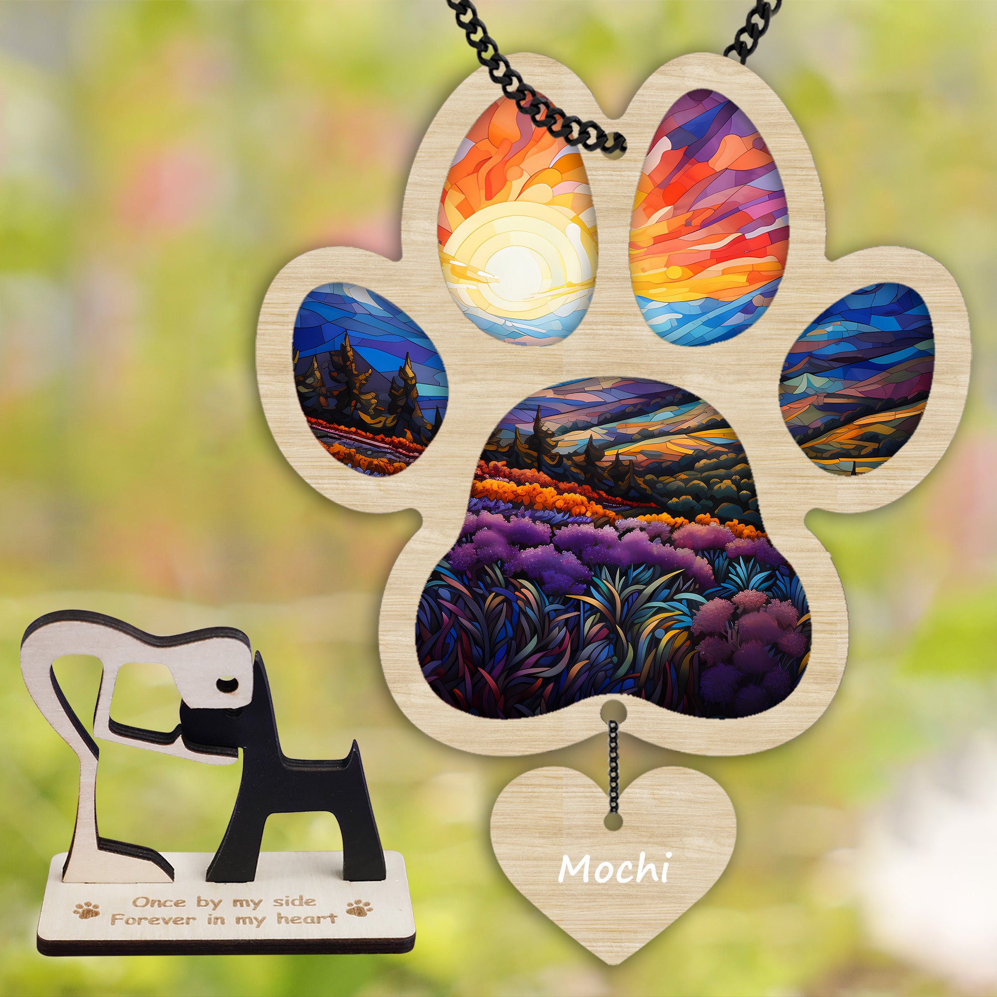 DNPETS Personalized Dog Paw Memorial Suncatcher Sympathy Gift Dog Lover