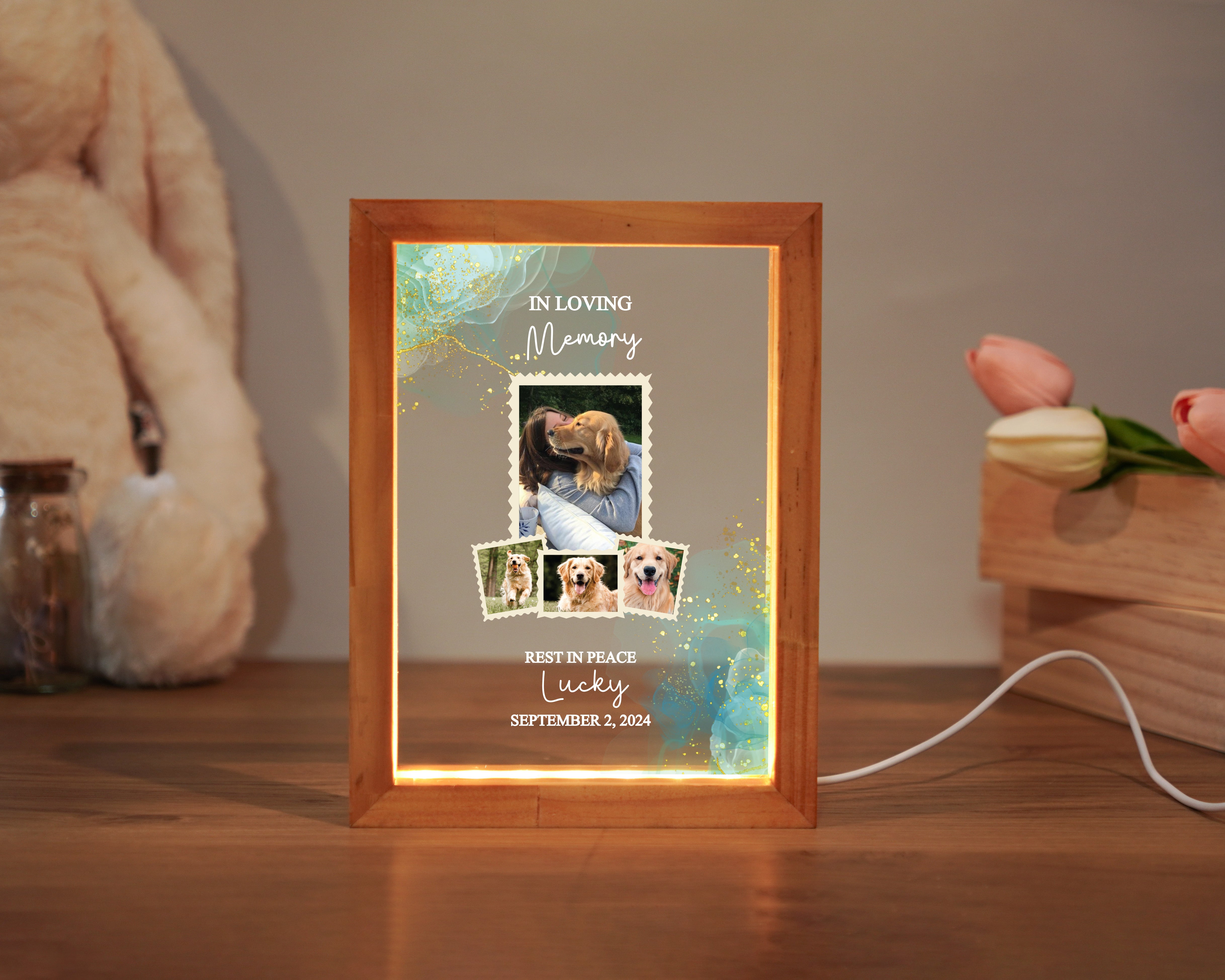 Personalized Pet Memorial Night Light, Loss Of Pet, Pet Memorial Light