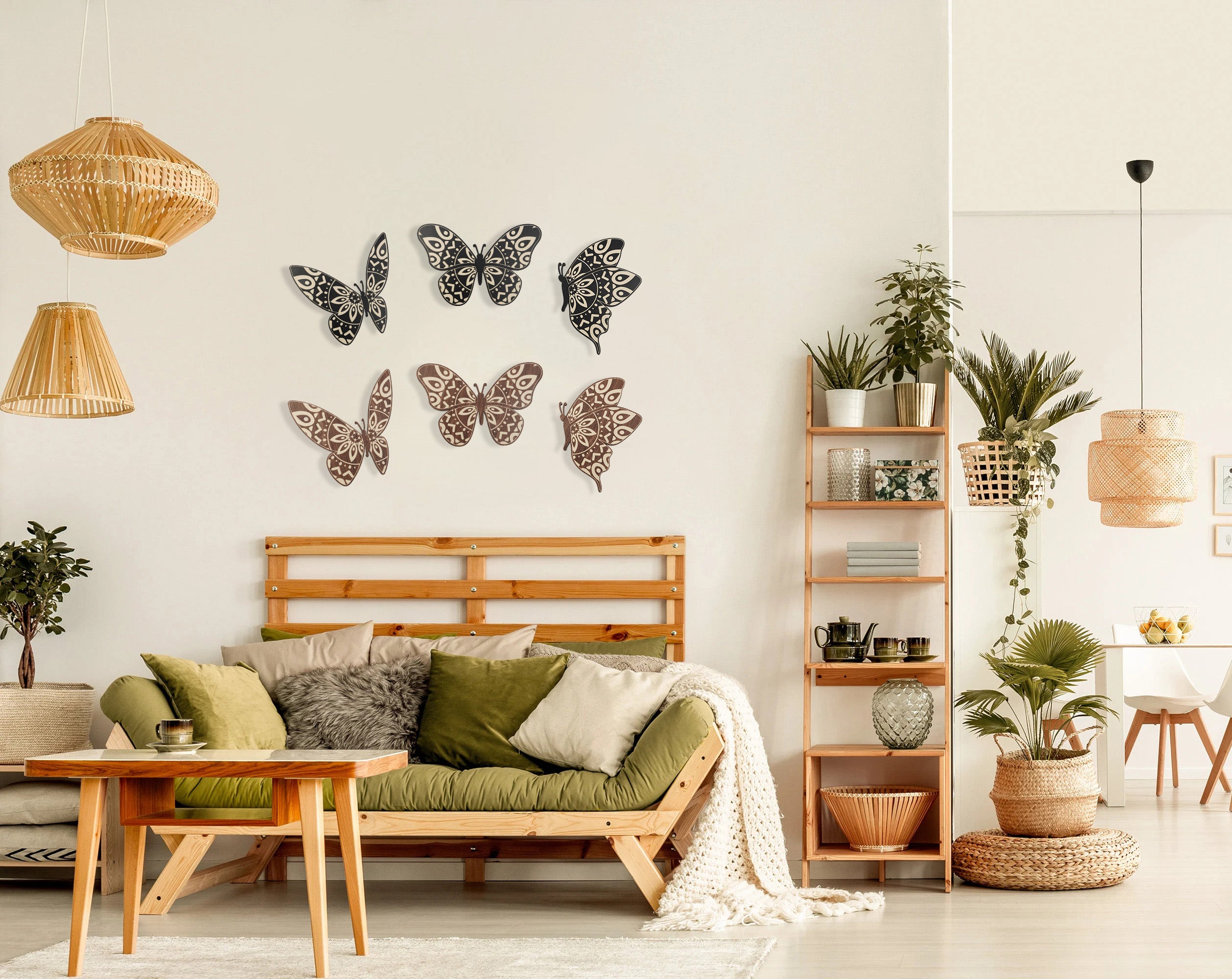 SET OF 3 BLACK BUTTERFLY WOOD WALL DECOR