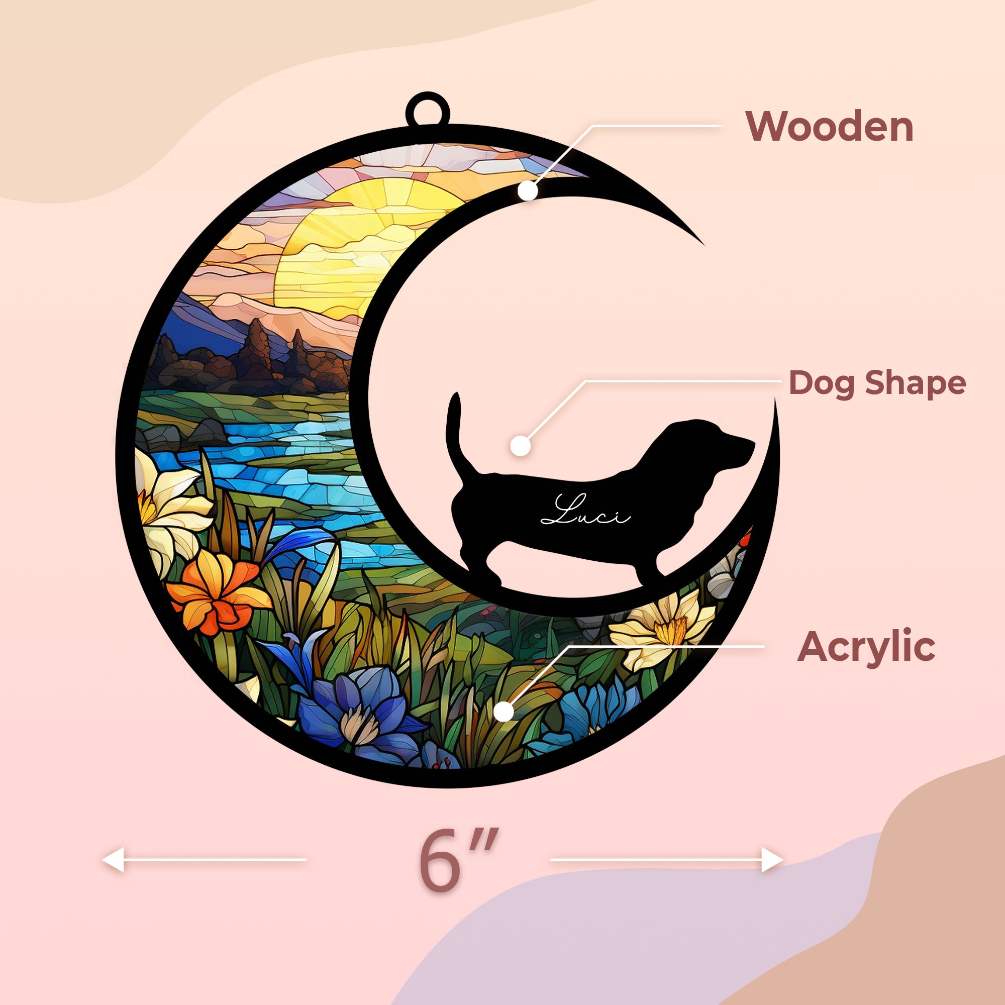 Basset Hound Dog Memorial Suncatcher Window Hanging Remembrance Gift