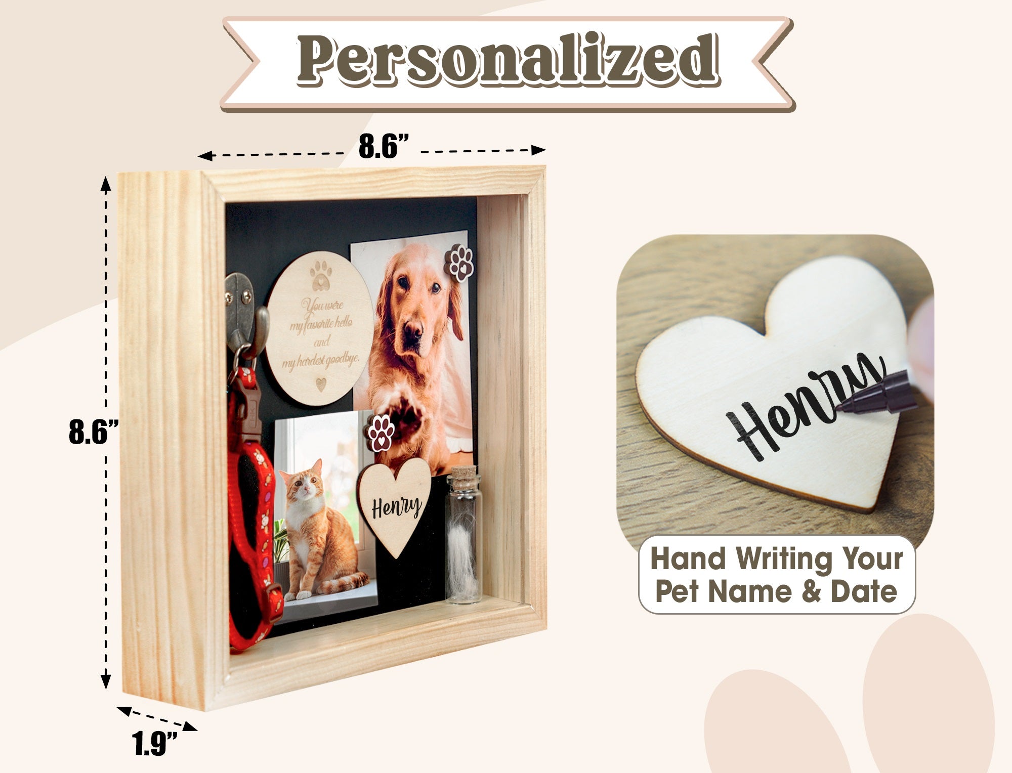 Custom Pet Memorial Shadow Box SD-PET4